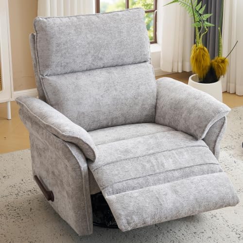 Oversized Glider Rocker Recliner, Chenille Rocking Nursery Chair by Rhevoy