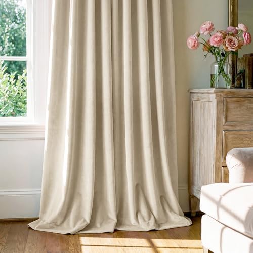 StangH Beige Velvet Drapes Back Tab Privacy - Image 7