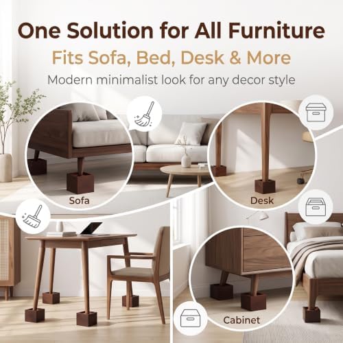 Lufia 4 Inch Solid Pine Wood Furniture Risers 4 Pack, 2000 LBS Heavy Duty - Image 7