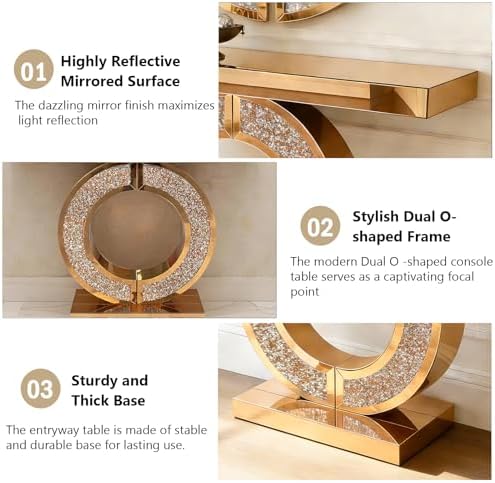 Brown Mirrored Console Table, 42.9" Rectangle Sofa Table - Image 5