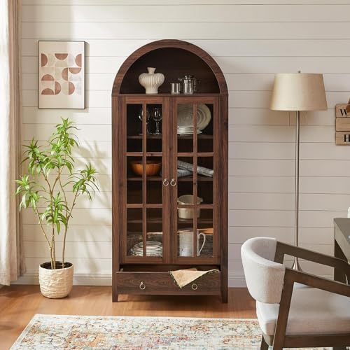 RowyPoey 71" Tall Arched Cabinet Bookshelf - Image 4