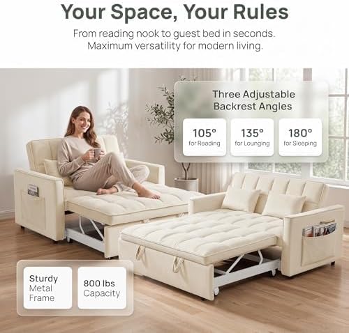 NicBex Sleeper Sofa Bed with Adjustable Backrest & Side Pockets - Image 6