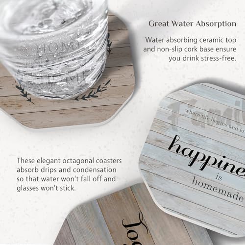 UMIRRO Absorbent Ceramic Stone Coasters Set of 6 - Image 3