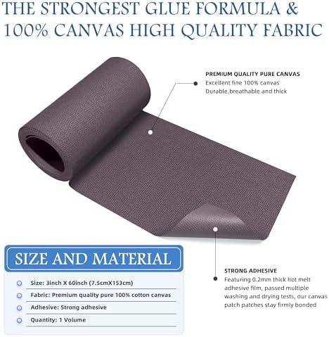 KING MOUNTAIN Canvas Iron on Patch, Waterproof 100% Cotton Fabric Repair Patch - Image 2