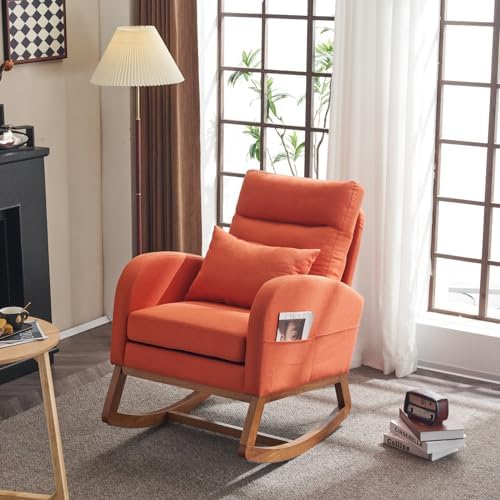 VINGLI Orange Linen Rocking Chair Nursery by VINGLI