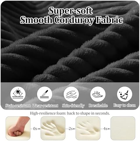 53.15'' Convertible Compressed Corduroy Folding Cloud Sofa Bed, Modern Boneless - Image 5