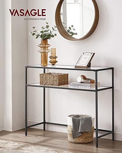VASAGLE 39.4 Inchs Console Sofa Table, Tempered Glass, 2 Shelves - Image 2