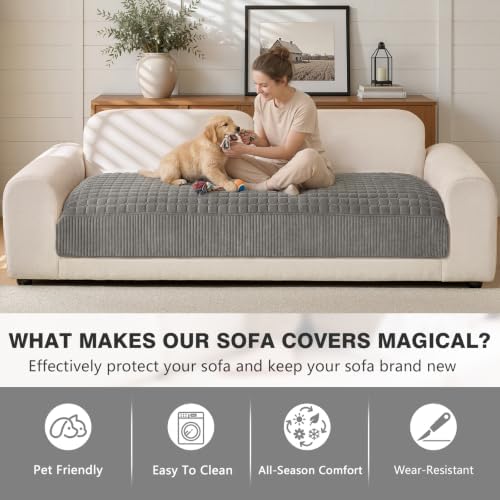OHSIO Soft Plush Couch Cover for Sofa, Washable Milk Velvet Sofa Slipcover - Image 3