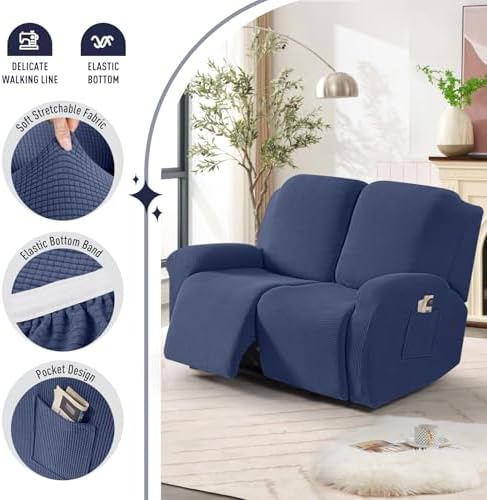 TAOCOCO Stretch Loveseat Recliner Covers 6 Piece - Image 3
