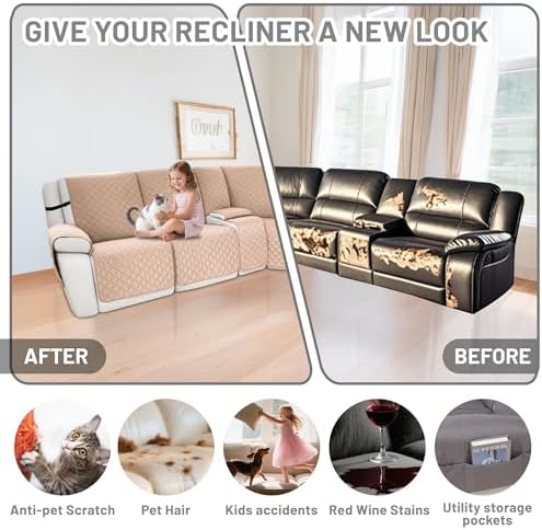 Waterproof Sectional Reclining Couch Covers L Shaped Recliner Sectional Sofa - Image 6