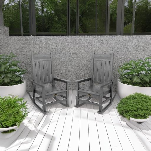 SERWALL Outdoor Rocking Chair Set of 2, HDPE Rocking Chair - Image 2