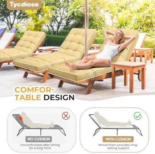 Outdoor Chaise Lounge Chair Cushion, Waterproof Non-Slip Patio Chaise Lounge - Image 4