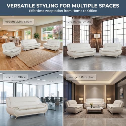 3 Piece Faux Leather Sofa Set for Living Room, Modern Living Room Furniture Set - Image 5