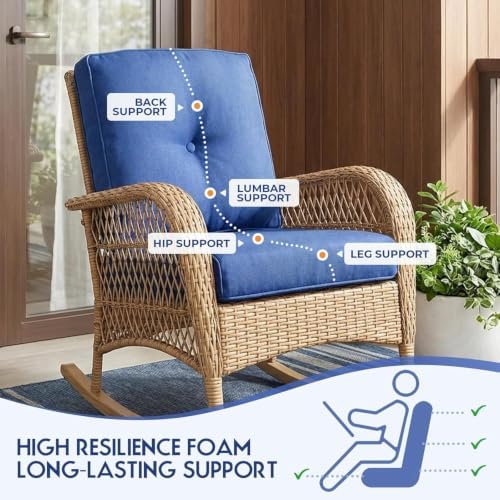 Outdoor Wicker Chair Replacement Cushions Set of 5, 22 x25 Inch Chairs Loveseat - Image 3