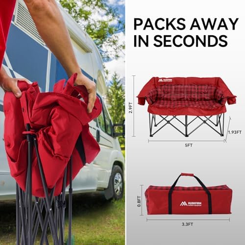 Huskfirm Padded Double Camping Chair, Heavy Duty Camping Loveseat - Image 3