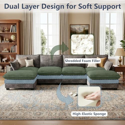 U Shaped Modular Sectional Couch, Comfy Sofa - Image 4