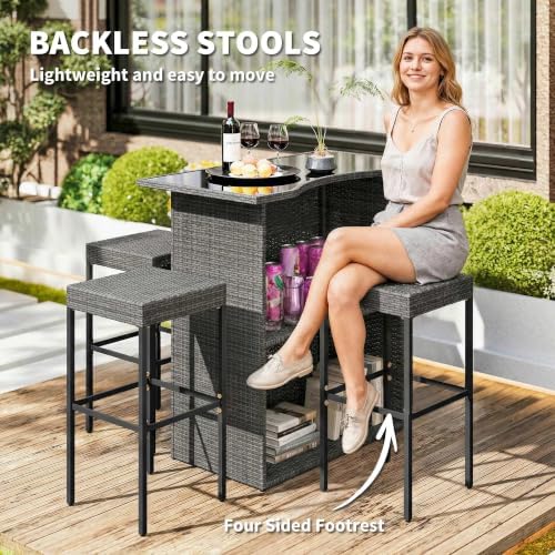 Outsunny 5 Piece Wicker Outdoor Bar Set - Image 6