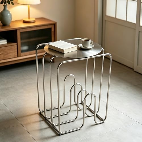 Chrome Side Table, Modern Metal Side Table - Image 4