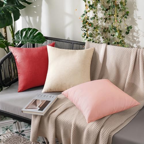 MIULEE Decorative Outdoor Pillow Covers Waterproof 20x20 Light Pink - Image 4