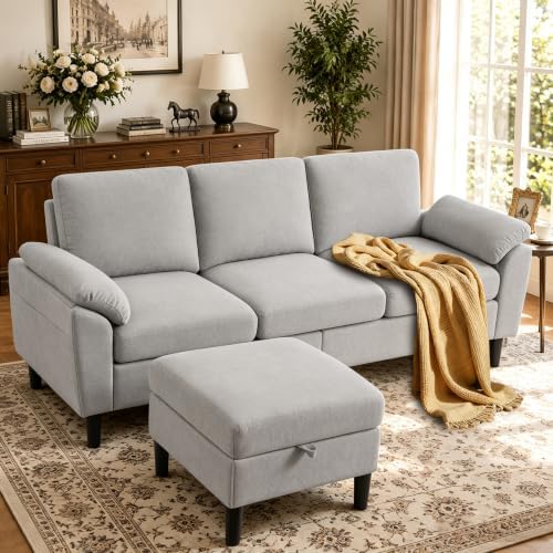 80" L Shaped Couch with Storage, Small Sectional Couches by Portaforta