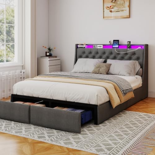 Upholstered Wingback Queen Bed Frame - Image 3