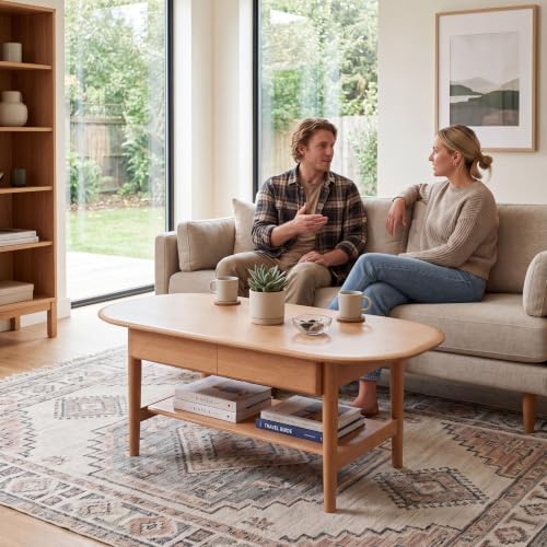 100% Solid Oak Wood Coffee Table - Image 5