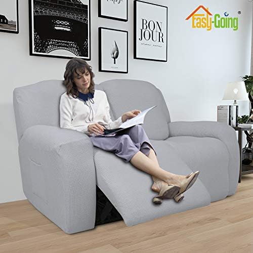 Easy-Going 6 Pieces RV Recliner Loveseat Sofa Slipcover Silver Gray - Image 2