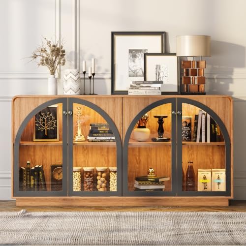 Sideboard Buffet Cabinet with Storage, Modern Coffee Bar Liquor Cabinet w/2 - Image 3