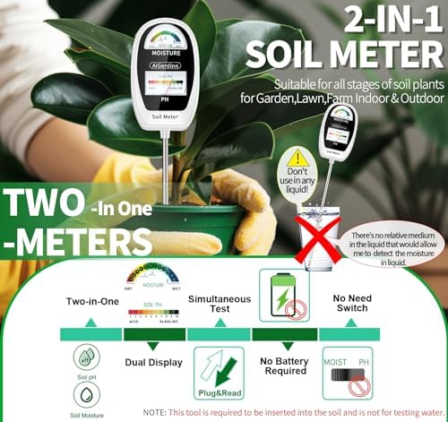 Soil Test Kit, 2-in-1 Soil Moisture Meter, Soil pH Meter -Dual - Image 2