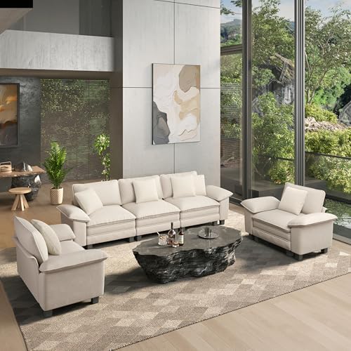 HERA'S HOUSE 3 Pieces Modular Cloud Couch and Chair Set Setional Sofa by HERASHOUSE
