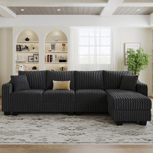Belffin Sectional Couch with L-Shape Chaise L Shaped Couch with Ottoman - Image 3
