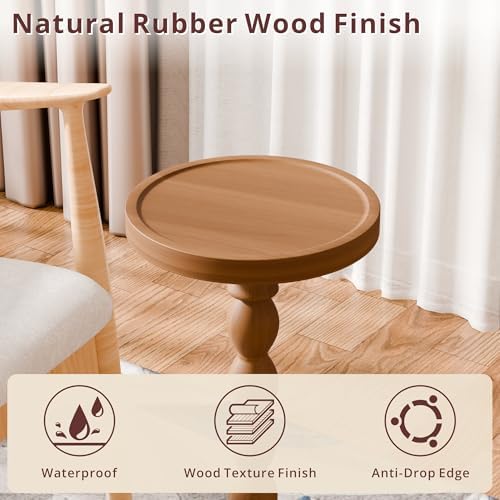 Small Round Side Table, Rubberwood‌ Drink Table - Image 4