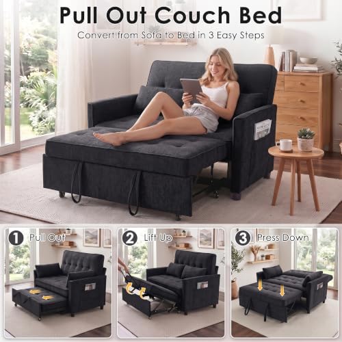 54" Loveseat Sleeper Sofa Bed, Convertible Pull Out Couch - Image 5