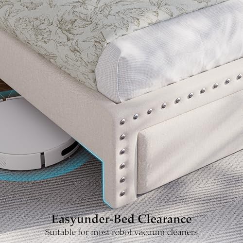 EnHomee Queen Bed Frame with 2 Drawers & 2-Tier Storage Headboard Shelf - Image 6