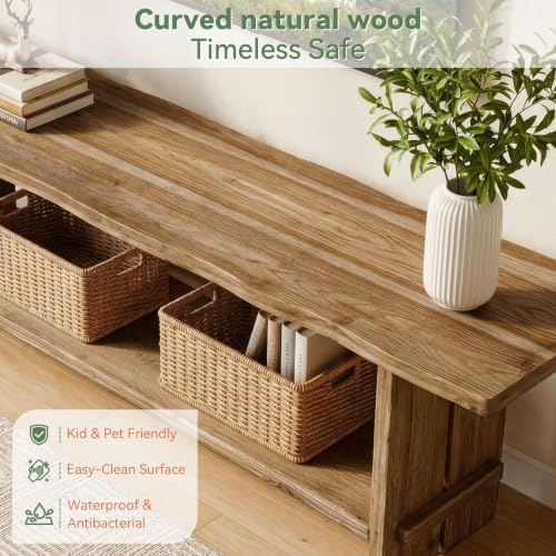 71" Solid Wood TV Stand for 55/65/75/85-Inch TV, 2-Tier TV Table - Image 4