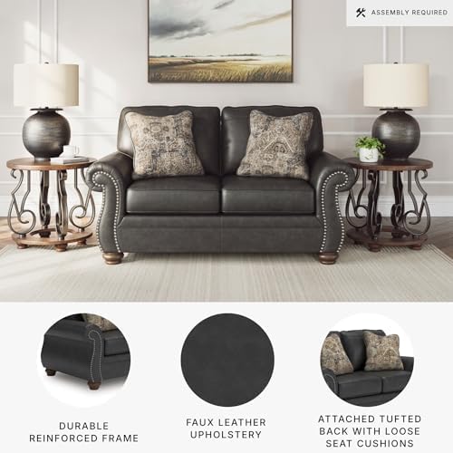 Signature Design by Ashley Faux Leather Loveseat Sofa Couch - Image 4