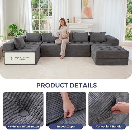 MAXYOYO 7-Seater U-Shaped Modular Sectional Sofa Couch - Image 6