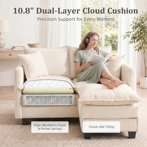 2-Seater Loveseat Sofa with Ottoman, Pet-Friendly Chenille, Washable Pillows - Image 3