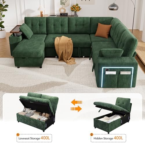 Vipbear Chenille 112" 7 Seat Modular Sectional Sleeper Sofa - Image 7