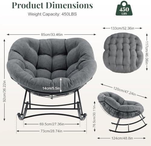 OLIXIS Oversized Rocking Chair, Papasan Chair - Image 2