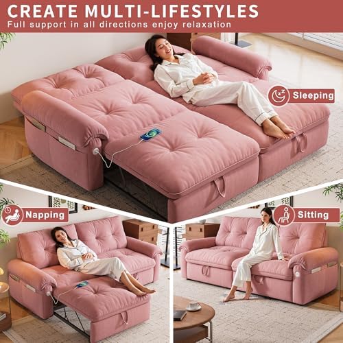77" Queen Size Sofa Bed, Loveseat Sleeper Sofa - Image 4