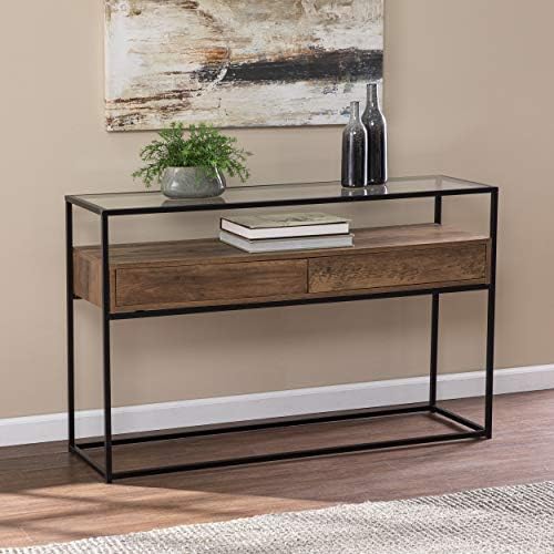SEI Furniture - Olivern Glass Top Console Table - Transitional Design - Image 2