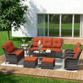 8 Piece Outdoor Wicker Patio Furniture Set, Outdoor Swivel Rocker Patio Chairs by Gardenbee