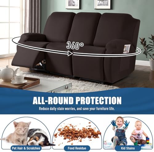 TAOCOCO Recliner Sofa Slipcover, 3 Pieces Polyester Fabric Stretch Sofa Covers - Image 4
