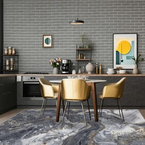 Abstract Black Rug for Living Room: Modern Washable 8x10 Area Rugs for Bedroom - Image 7