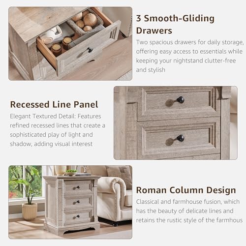 Farmhouse 26"H Night Stand Set of 2, 23.6"W End Table - Image 5