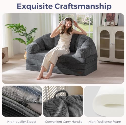 MAXYOYO Folding Sofa Bed with Backrest, Boneless Fold Out Couch with Handle - Image 6