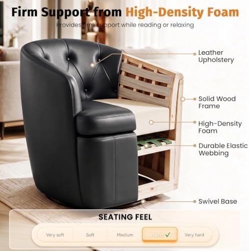 Couchus 360° Swivel Accent Chair, Button-Tufted Barrel Chair - Image 4