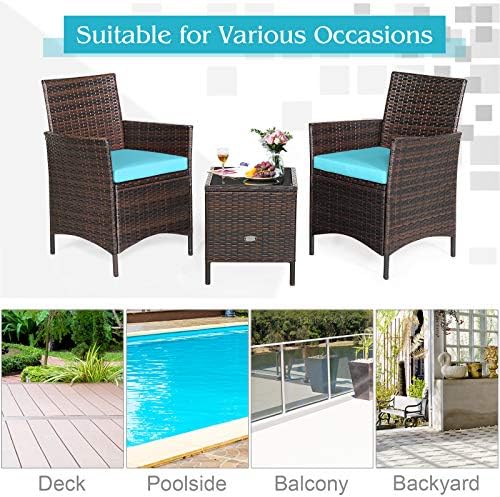 Tangkula 3-Piece Patio Conversation Set, Wicker Chairs - Image 7
