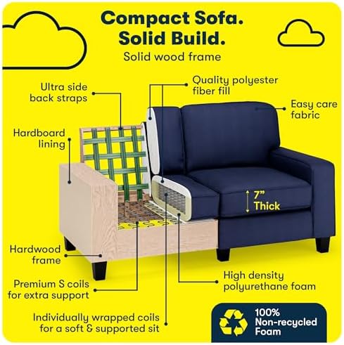 Serta Palisades 61" Track Arm Sofa, Easy Care Polyester, Soft Pillow Back - Image 5